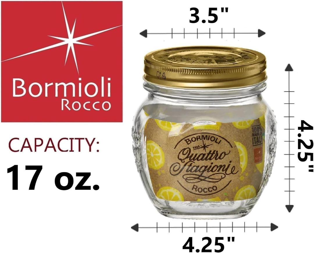 Bormioli Rocco Quattro Stagioni Anphora Einmachglas, 480 ml, 12 Stück 17 ounce, 17 ounce