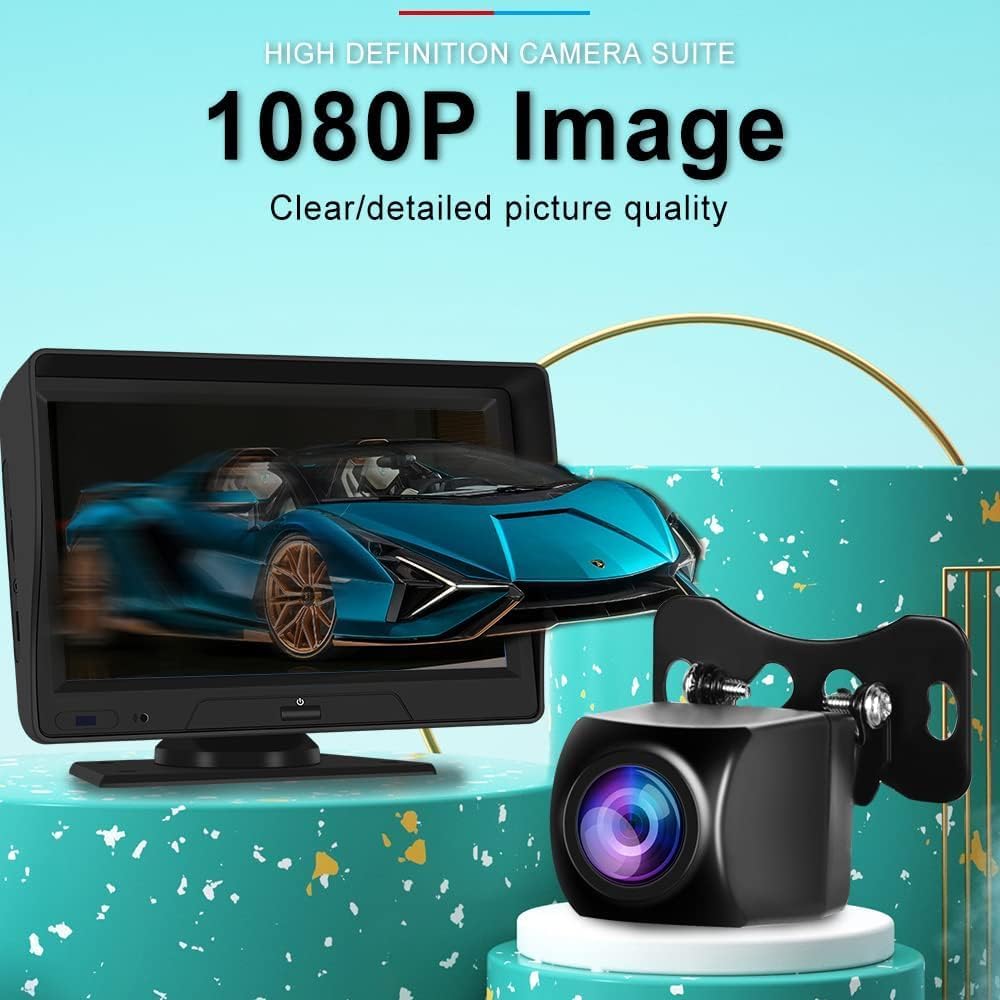 CAMECHO Full Colour HD Rückfahrkamera 4PIN für Tragbares Autoradio Kit, IP69 wasserdichte Nachtsicht