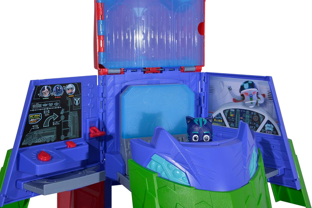 Simba 109402466 - PJ Masks Verwandelbares Hauptquartier, Fahrzeug, 2-in-1, transformiert sich, mit L