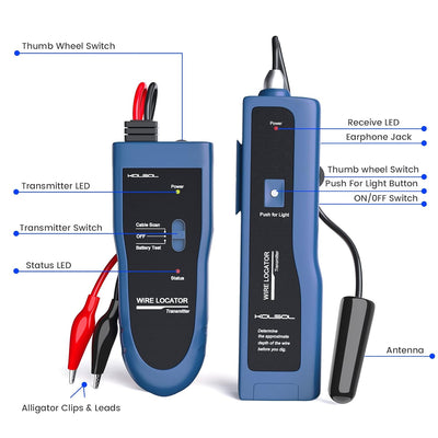 KOLSOL Erdkabel-suchgerät, Kabeltester F02 Pro für Kabelsuchgerät Locate Control Drähte Kabel Hausti