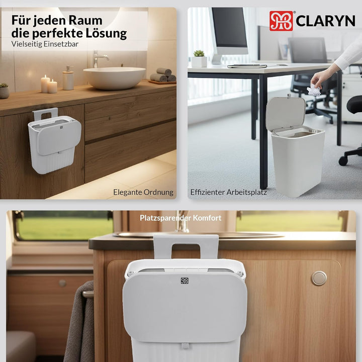 MBI CLARYN Hängender Mülleimer Küche 9L | Geruchsdichter Biomülleimer mit Deckel | Küchenabfalleimer