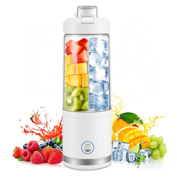Tragbarer Mixer & Smoothie Maker to go 650ml, 4000mAh Akku USB-C wiederaufladbar | Zerkleinert Eis &
