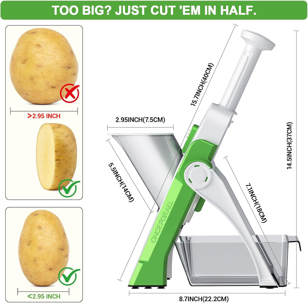 SupMakin Gemüseschneider, Once for All Verstellbar Gemüsehobel Genius Mandoline Vegetable Slicer Kar