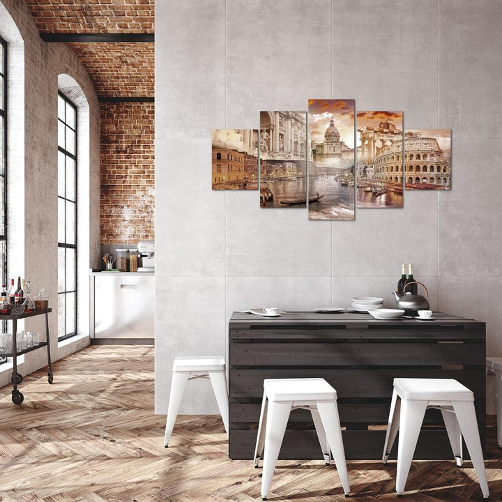 Runa Art Bild Wohnzimmer Schlafzimmer Italien 5 Teilig Architektur Antik Braun Wandbilder auf Vlies