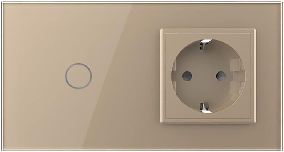 Livolo Funk Lichtschalter LED Kontrollleuchte mit Steckdose UP inkl. Glasblende in Gold