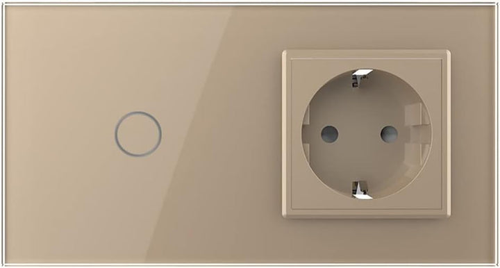 Livolo Funk Lichtschalter LED Kontrollleuchte mit Steckdose UP inkl. Glasblende in Gold