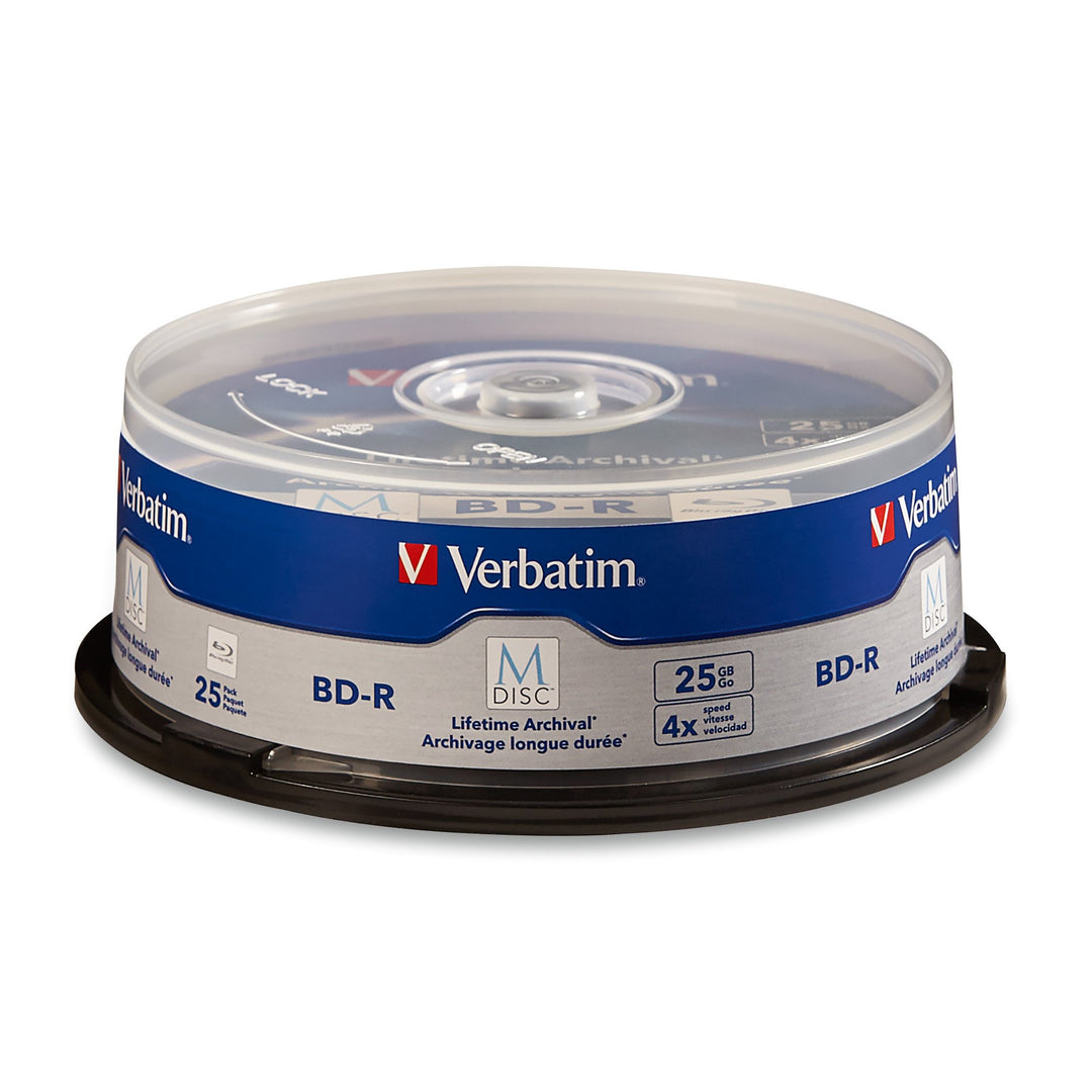 Verbatim 98809 M-DISC BD-R 25GB/1-4x, 25-Disc Cakebox 25-Disc BD-R 25GB