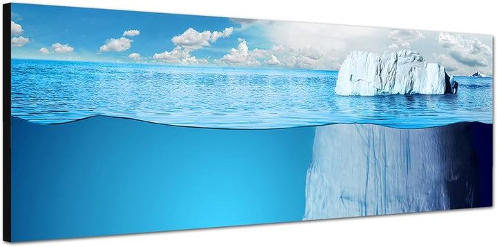 Paul Sinus Art Panoramabild auf Leinwand und Keilrahmen 150x50cm Meer Unterwasser Eisberg