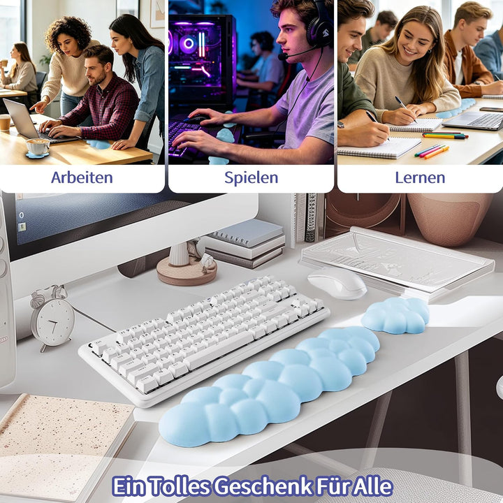 Sushret Wolke Handballenauflage Tastatur, Ergonomisches Wolke Handauflage Tastatur Mit Pu Leder Memo