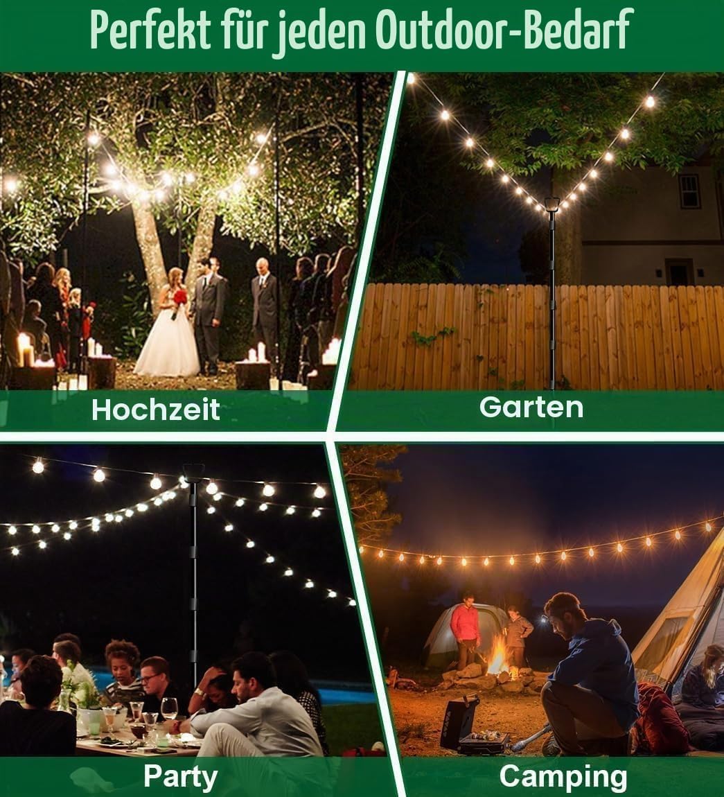 HoldOneLight String Light Pole für Deck 10Ft/3M Outdoor String Light Poles - Verstellbare Höhe, rost