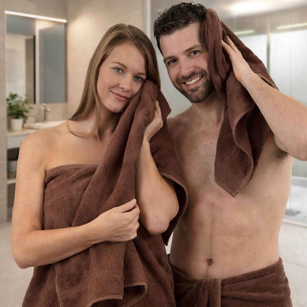 Betz 4-TLG. Handtuch-Set Premium 100% Baumwolle 2 Duschtücher 2 Handtücher Farbe nuss, Nuss