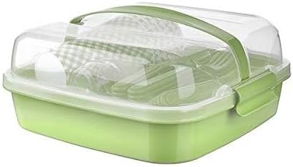 Picknick Set 6 Personen | BPA Freies Gesundes Plastik | Plastikbesteck Gabel, Messer, Löffel, Teller