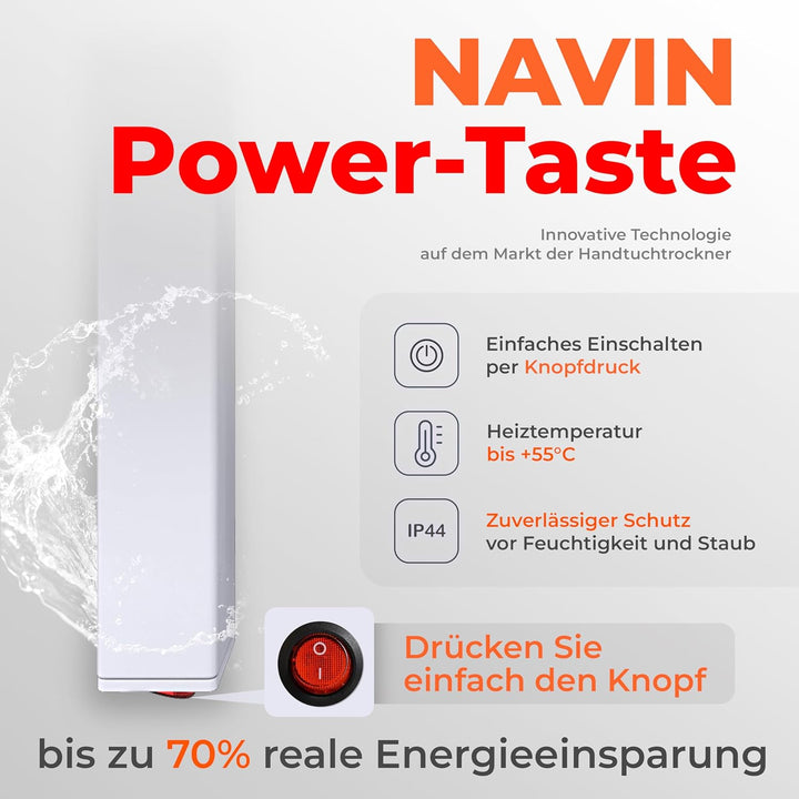 NAVIN Elektrischer Handtuchtrockner Silouette Quadro 160x1000 - Weiss aus robustem Kohlenstoffstahl
