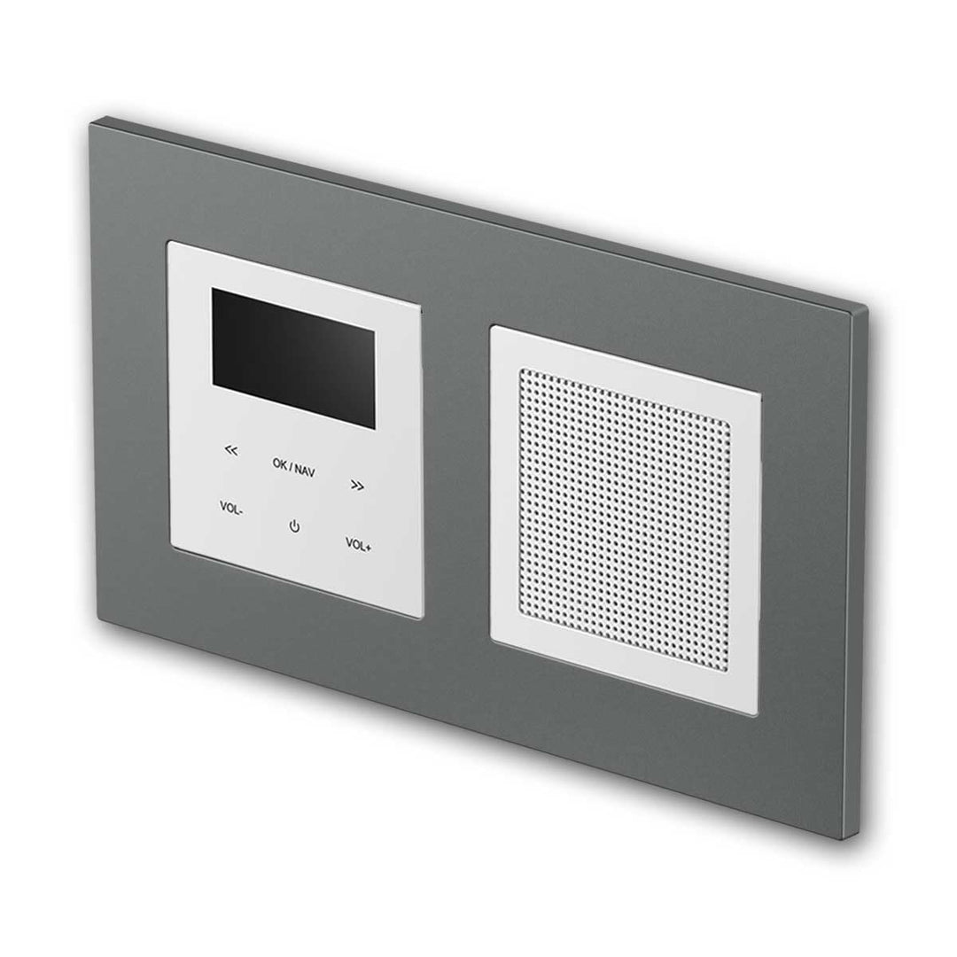 LOGIQ Unterputz Radio mit 2W RMS Lautsprecher, DAB+, UKW und Bluetooth, OLED-Display, Weck- und Slee