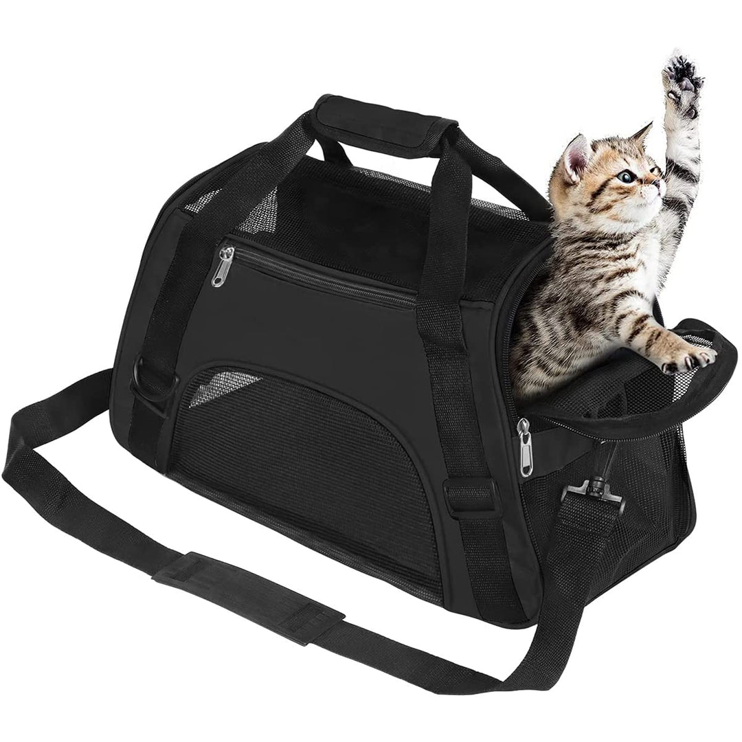 Hundetransportbox - Schwarz - M - 47 x 24.5 x 33 cm - Hundebox Hundetasche Katzenbox Autotransportbo