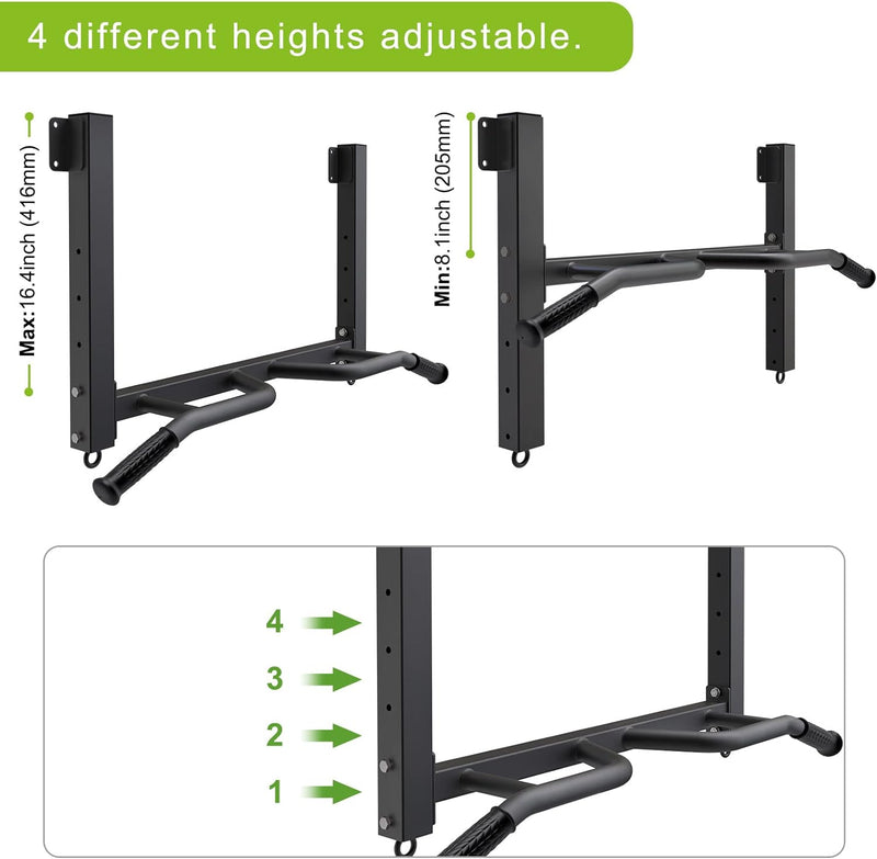Kipika Multifunktionale Balken montierte Klimmzugstange, 4 Stufen der Höhenverstellung, Multi-Winkel