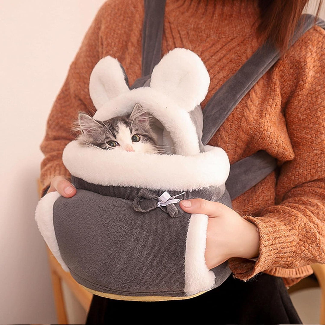 Haustier Rucksack Transporttasche, Weicher Flanell-Katzenrucksack mit Sicherheitsclip, Doppeltaschen