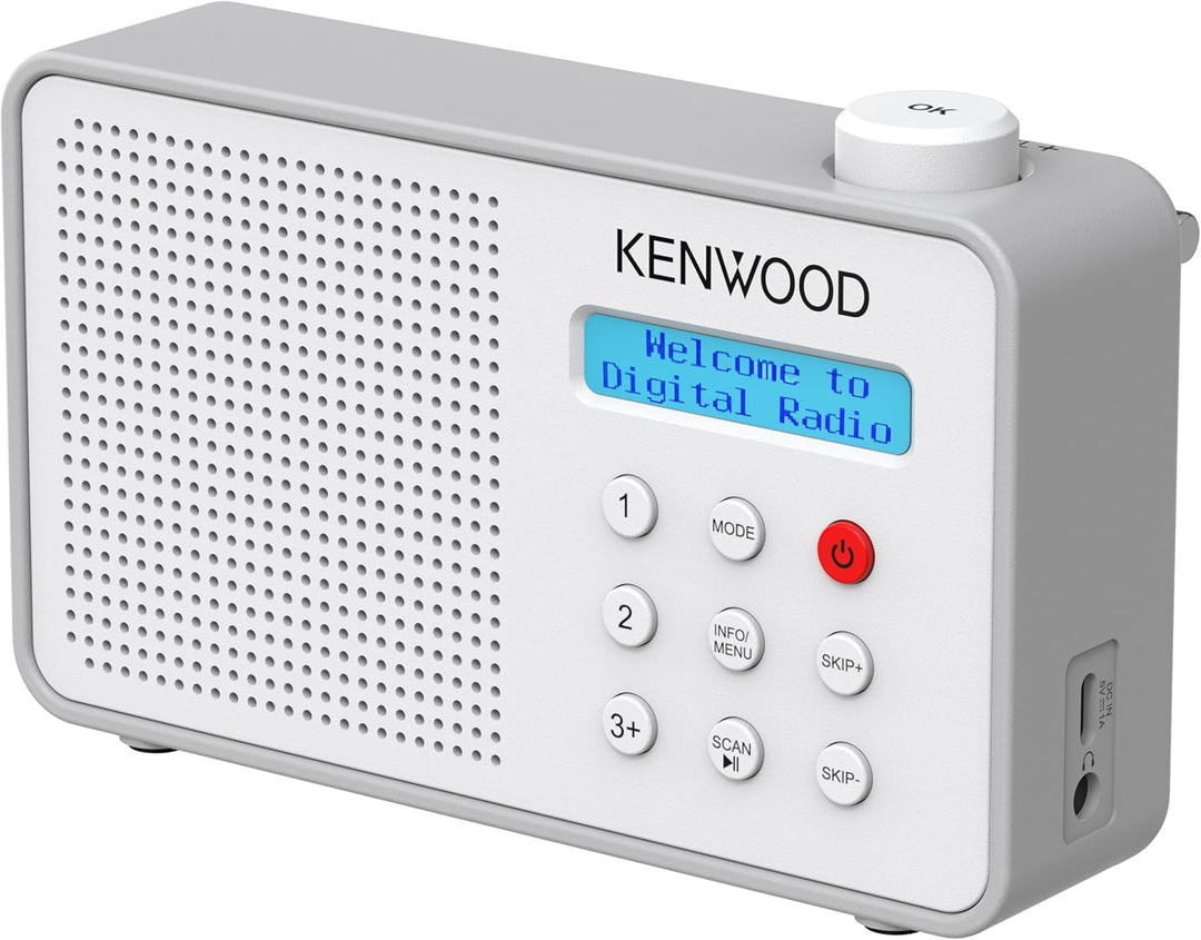 Kenwood CR-M25DAB-W - Tragbares DAB+ Radio mit Bluetooth, Automatic Safety Alert (ASA), Li-Ion Akku