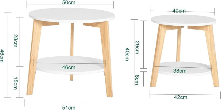 SoBuy FBT75-W 2er Set Beistelltisch mit runden Ablagen Couchtisch Sofatisch Kaffeetisch Wohnzimmerti
