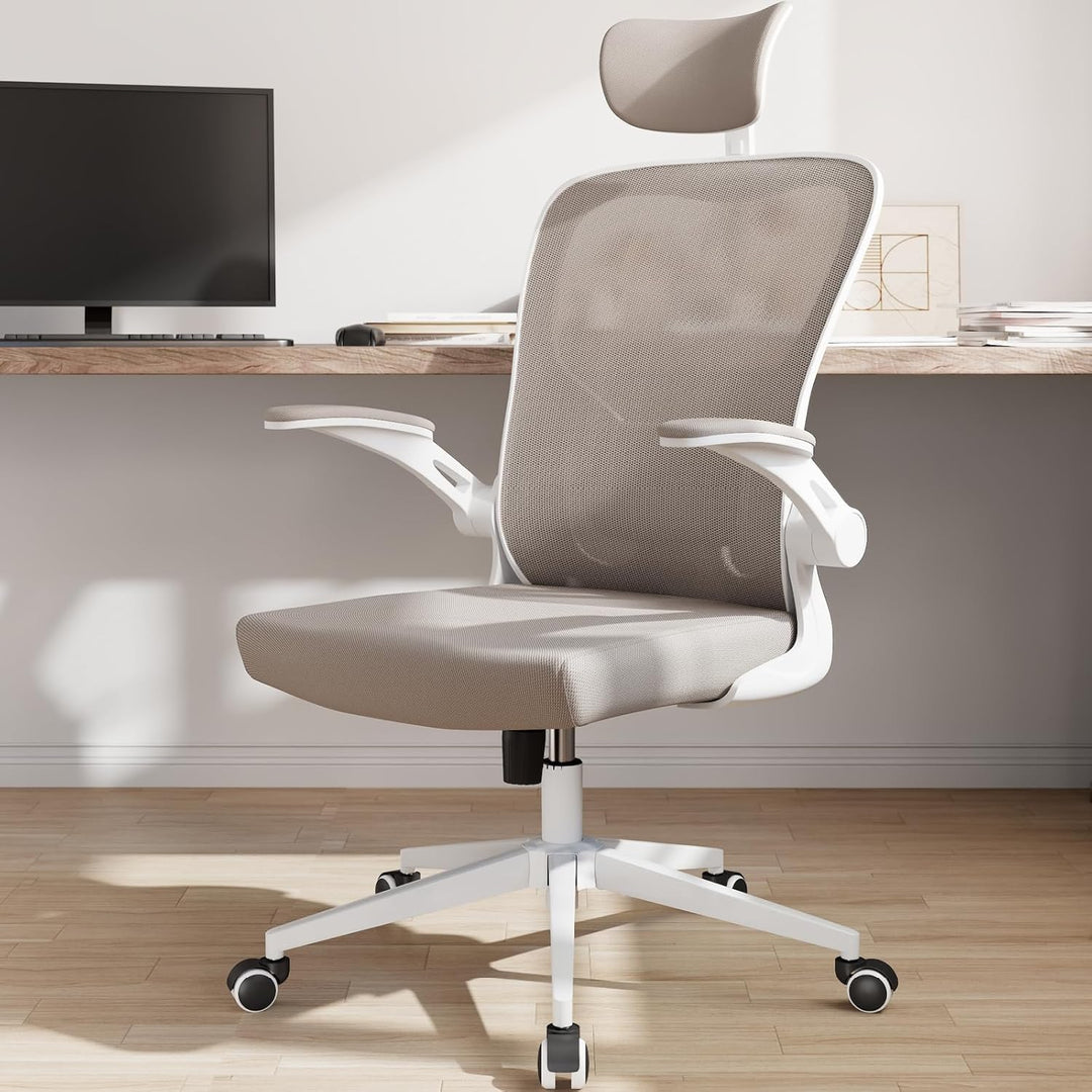 Monhey Ergonomischer Bürostuhl, hohe Rückenlehne, Netzstoff, Computer-Schreibtischstuhl mit hochklap