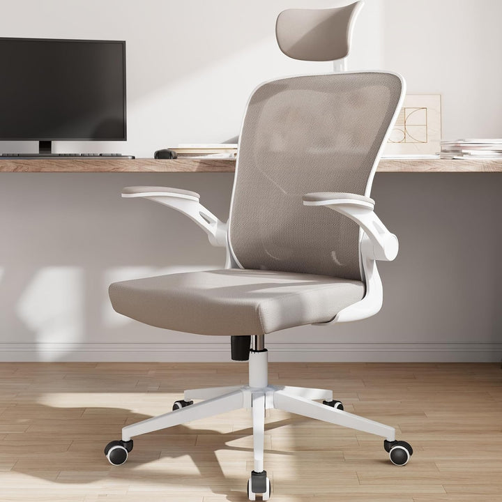 Monhey Ergonomischer Bürostuhl, hohe Rückenlehne, Netzstoff, Computer-Schreibtischstuhl mit hochklap