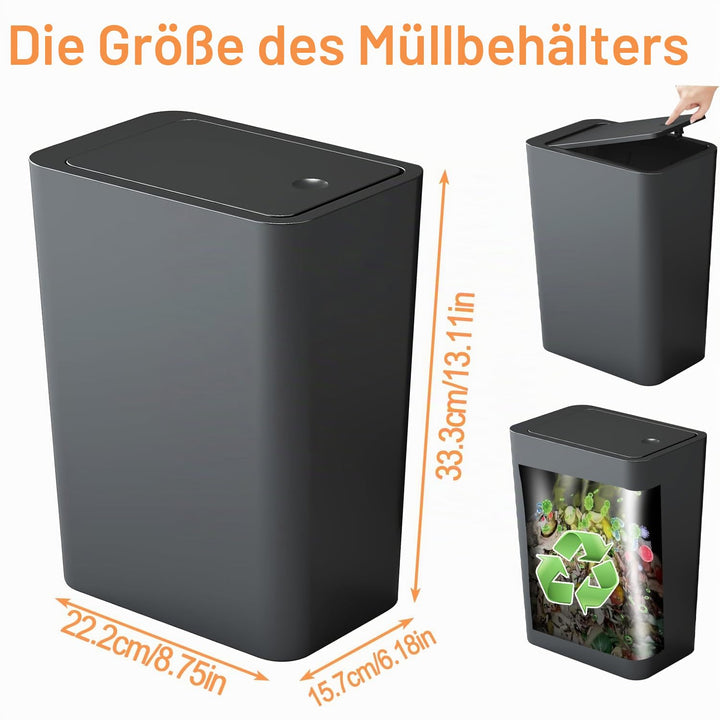 3 Stück Badezimmer Mülleimer 10L,Hundesicherer Badezimmer Mülleimer,Schmaler Mülleimer mit Deckel,To