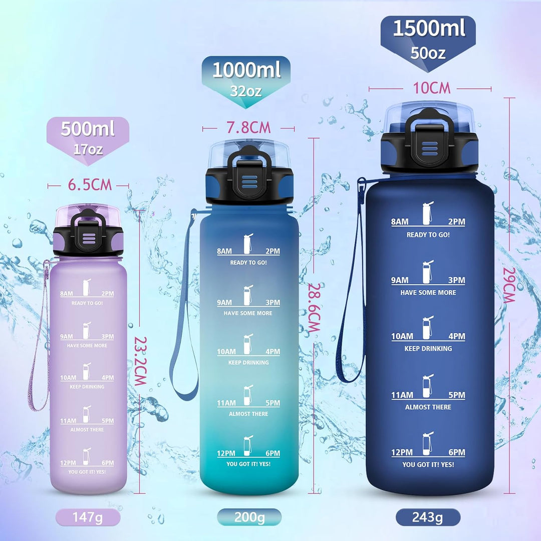 Vikaster Sport Trinkflasche, 500ml/1000ml/1500ml BPA-frei, Auslaufsicher, Kohlensäure Geeignet, für