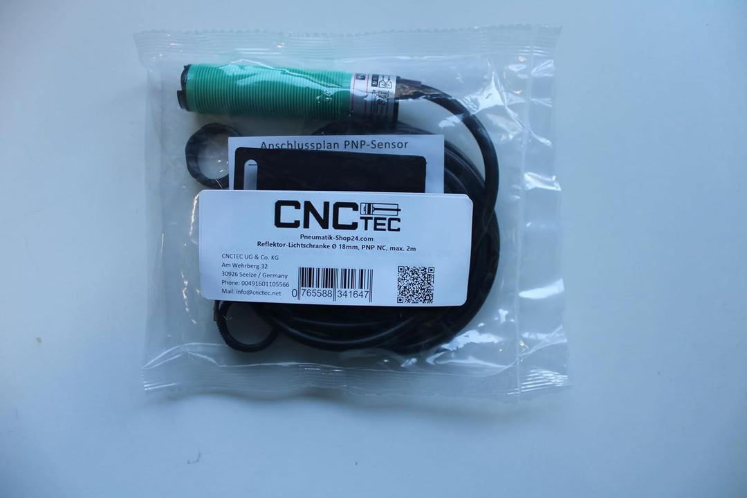 Reflektor-Lichtschranke 6 bis 36 Volt DC PNP NC, Ø 18mm Reflexions-Lichtschranke Lichtschranke mit S