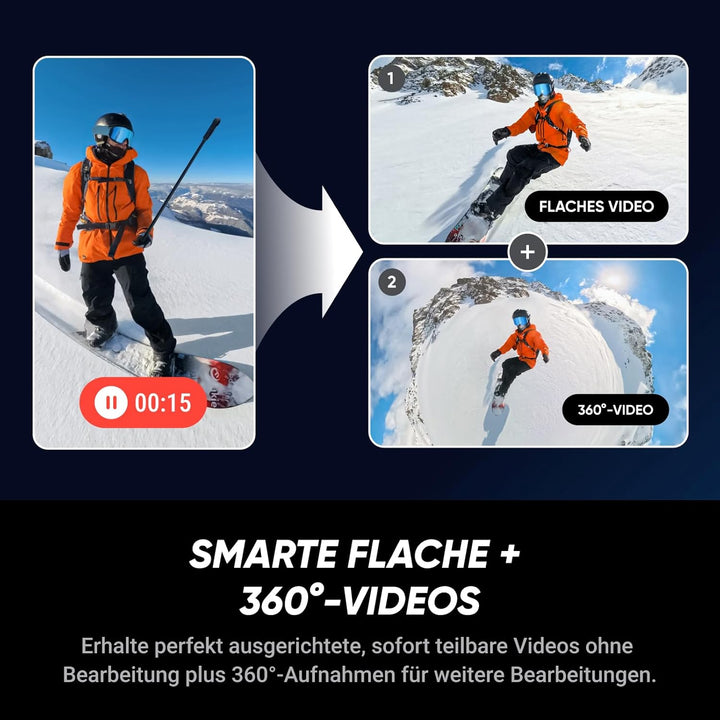 Insta360 X5 Snowboard-Bundle - wasserdichte 8K 360°-Kamera, Unsichtbarer Selfie-Stick-Effekt, Spitze
