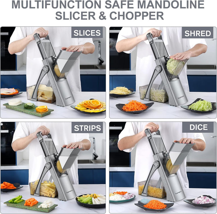 SupMakin Gemüseschneider, Once for All Verstellbar Gemüsehobel Genius Mandoline Vegetable Slicer Kar