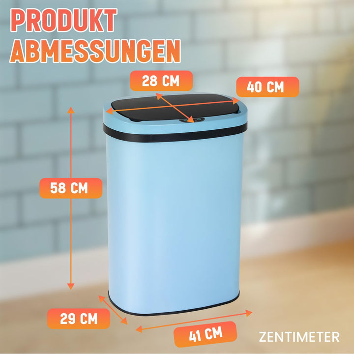 FDW Mülleimer mit Sensor & Deckel, Edelstahl, 50 L Küchenmülleimer, Smart, Automatisch, Berührungslo