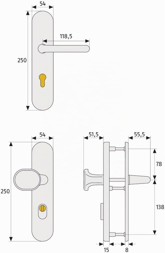 ABUS Tür-Schutzbeschlag KLZS 714 W weiss mit Zylinderschutz rund 12235 Weiss Wechselgarnitur, Weiss