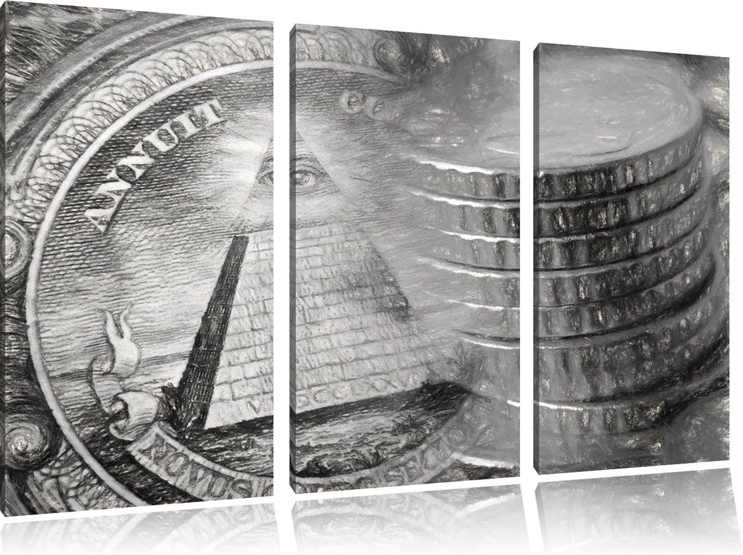 Pixxprint Illuminati Pyramide als Leinwandbild/Grösse: 3 Teilig (120x80) cm/Wandbild/Kunstdruck/fert
