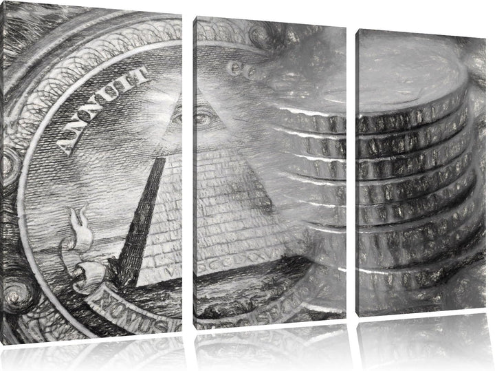 Pixxprint Illuminati Pyramide als Leinwandbild/Grösse: 3 Teilig (120x80) cm/Wandbild/Kunstdruck/fert