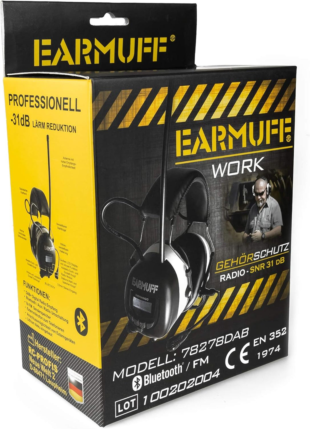EARMUFF Gehörschutz mit DAB+ & FM 31dB Dämmung | Lieblingsradiosender & Musik über Digital Radio & F