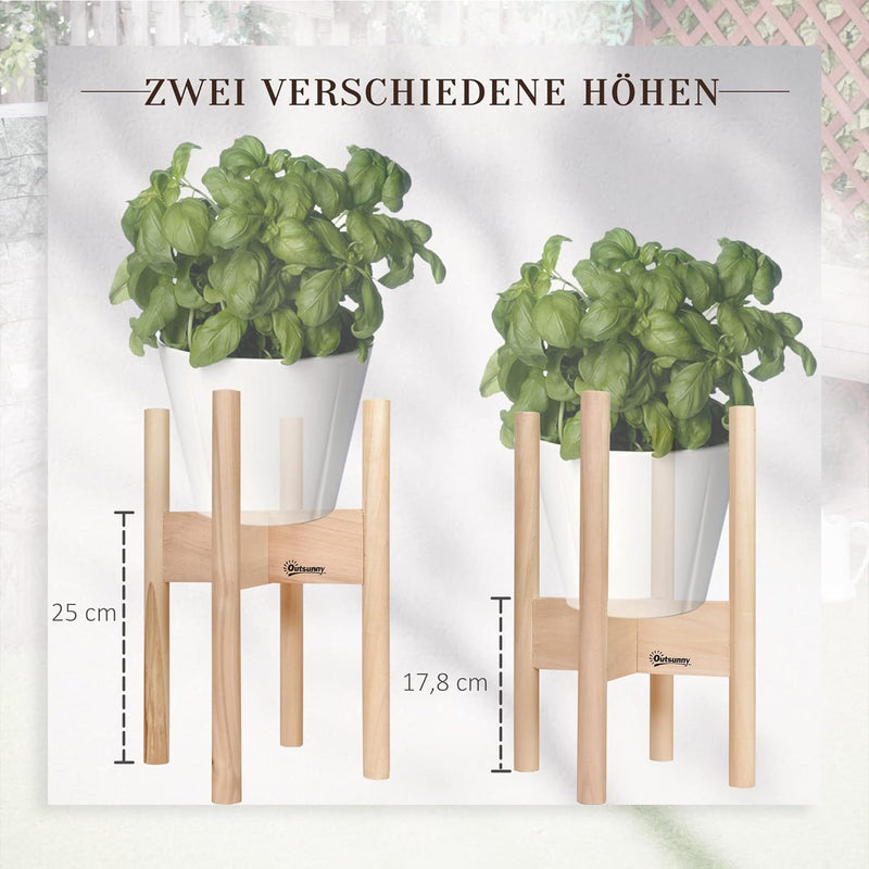 Outsunny Blumenständer 2er Set aus Holz Pflanzenständer Set mit unterschiedlichen Höhen Blumenhocker