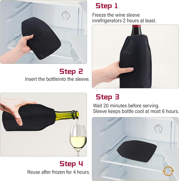 Kühlmanschette Wein 2 Stück Weinkühler Manschette, Kühlmanschette Sektflasche Wiederverwendbarer Fla