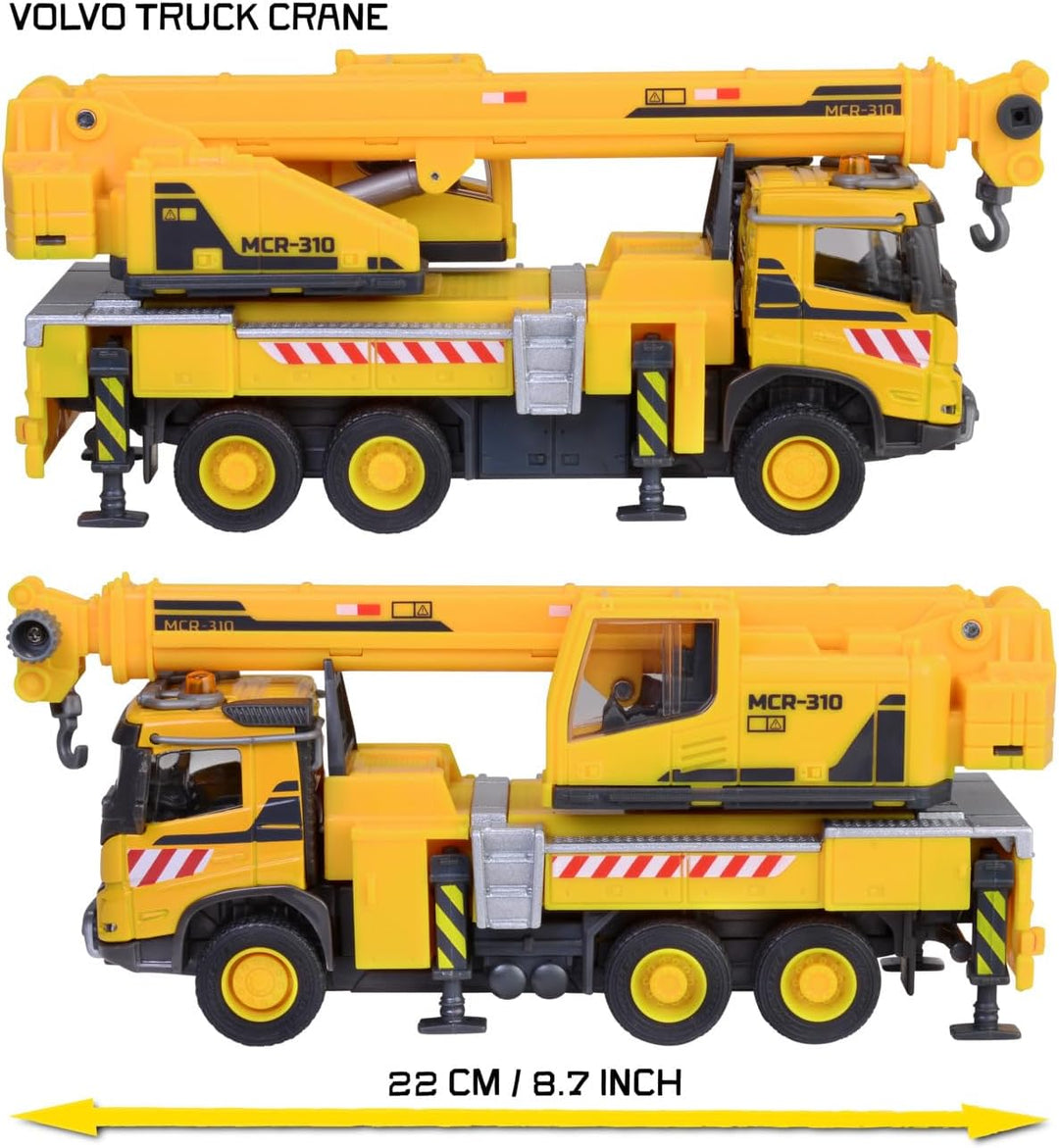 Majorette Kranwagen Volvo FMX Truck Crane (22 cm) - grosses Baustellenfahrzeug mit ausfahrbarem Kran