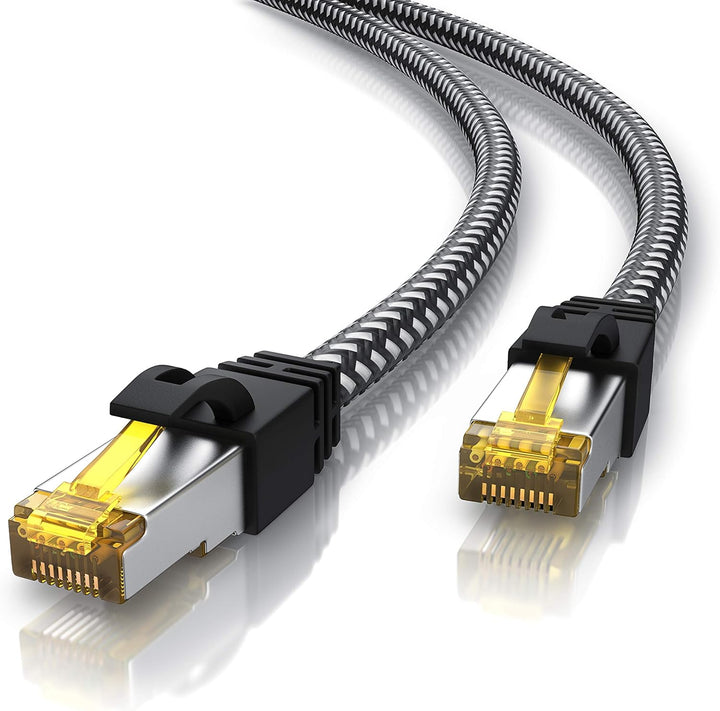 CSL - 30m CAT.7 Netzwerkkabel Gigabit Ethernet LAN Kabel 3 Meter, Baumwollmantel, 1Gbit Patchkabel,
