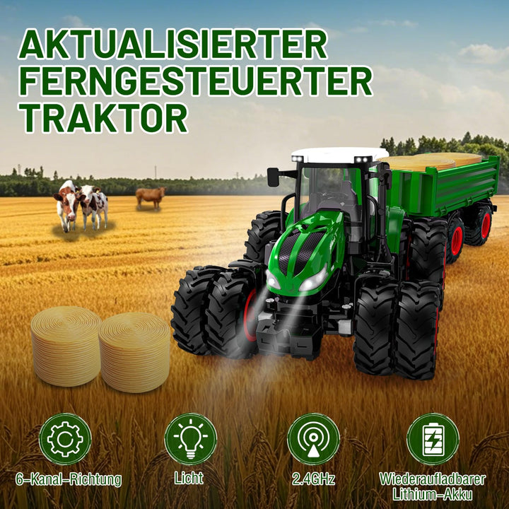 Ferngesteuerter Traktor Ferngesteuert, Traktor Spielzeug ab 2 3 4 5 6 Jahre, Rc Traktor mit Anhänger