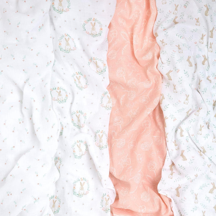 aden + anais™ Essentials Baumwoll-Musselin-Pucktuch Blushing Bunnies in 4er-Packung, Blushing Bunnie