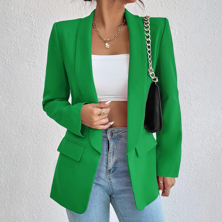 Damen Blazer Langer Casual Open Front Blazer Arbeit Büro Jacken mit Taschen Grün XS, Grün XS