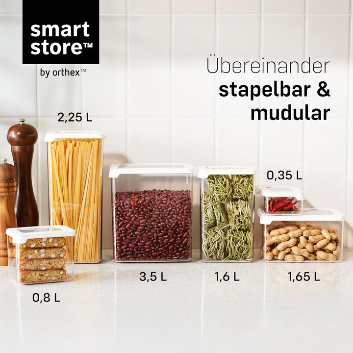 SmartStore Vorratsdosen 5er Set Luftdicht – Plastik Aufbewahrungsbox mit Deckel, BPA Frei, Spülmasch