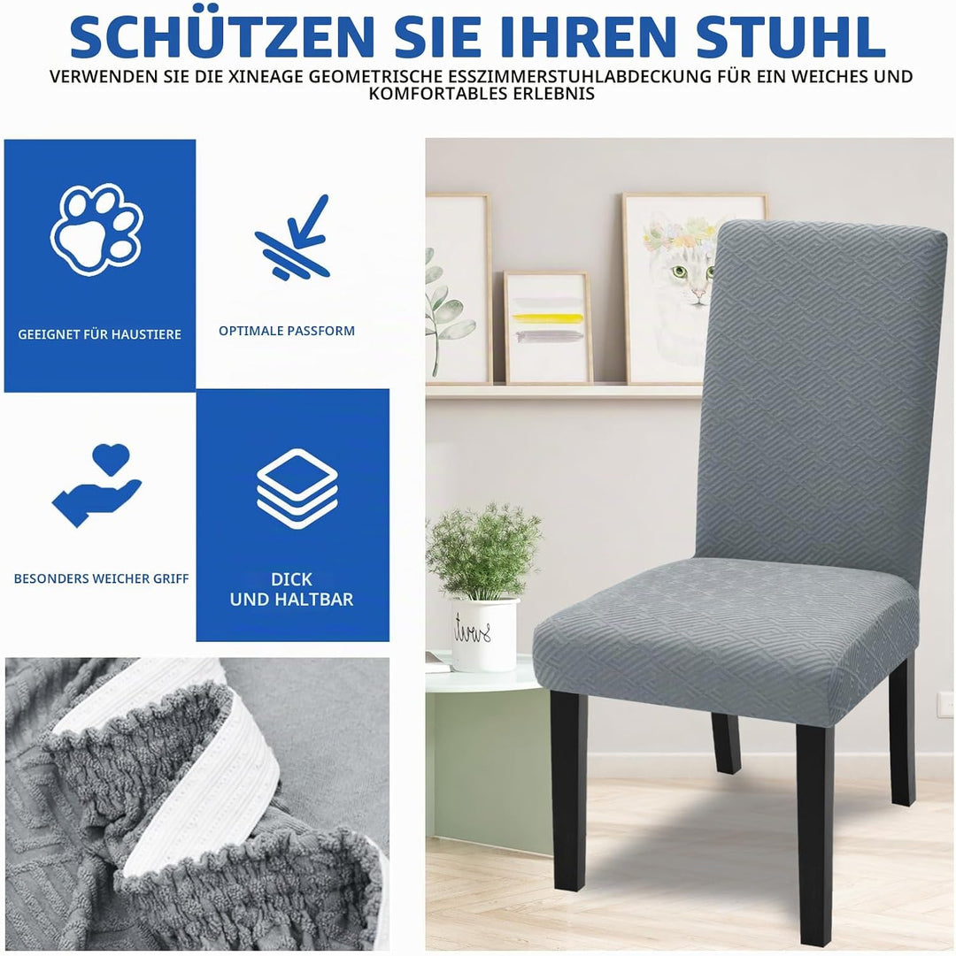 XINEAGE Stuhlhussen 4er Set, Stretch Stuhlhussen für Esszimmerstühle, Universale Stuhlhussen Waschba