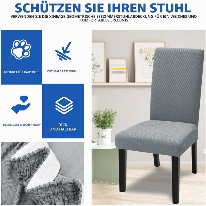 XINEAGE Stuhlhussen 4er Set, Stretch Stuhlhussen für Esszimmerstühle, Universale Stuhlhussen Waschba