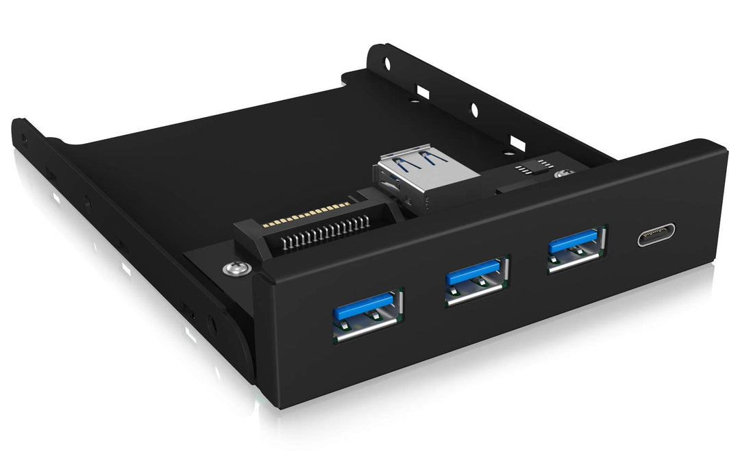 ICY BOX 60432 USB 3 Frontpanel, 1x USB-C, 3x USB-A, 3,5 Zoll intern, Metall, schwarz IB-HUB1418-i3 S