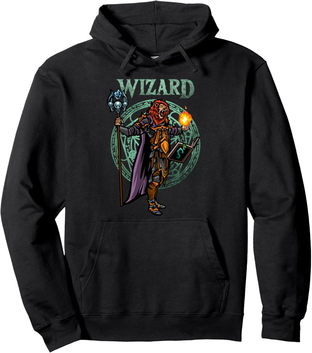 Lion Wizard Fantasy D20 Würfel, Tischplatte, Rollenspiel, Gamer Pullover Hoodie