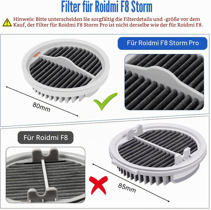 6er-Pack waschbare HEPA-Filter für Xiaomi Roidmi X20 / X30 / X30 / S2 / F8 Storm Pro kabelloser Stau
