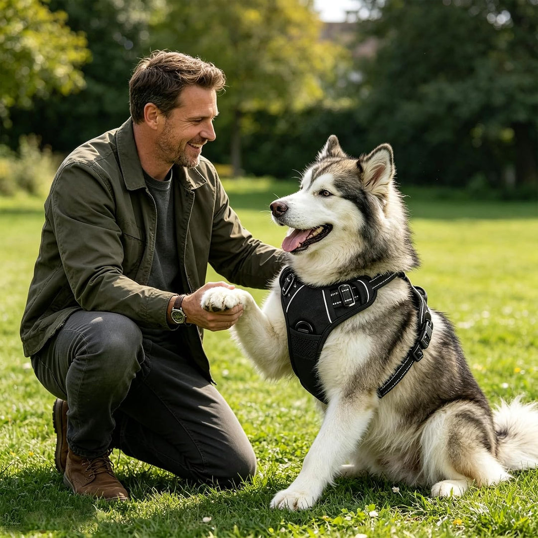 Hundegeschirr Verstellbar Reflektierend 49-98cm Brust | Doppelzugpunkte Vorne &amp; Hinten, Polyester Ne