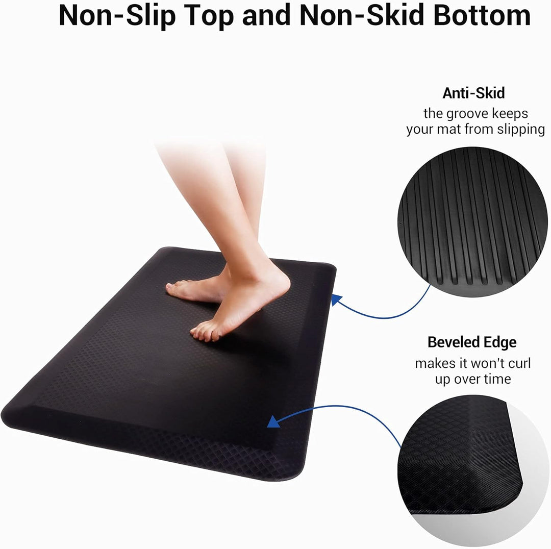 FLEXISPOT Bodenmatte für Schreibtisch, Küche, komfortabel gegen Müdigkeit, Schwarz, Schwarz